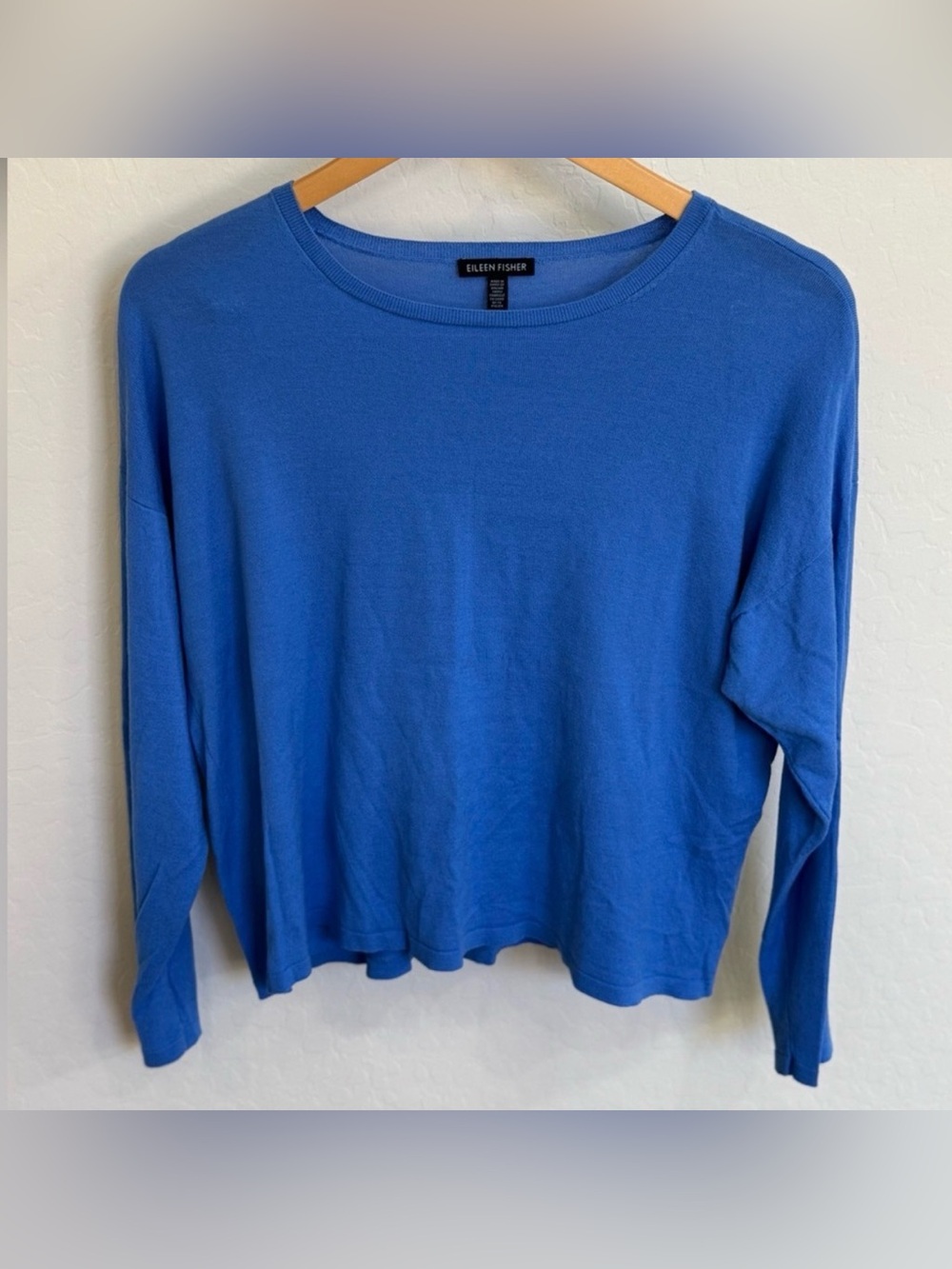 Eileen Fisher Blue Tencel Lyocell Knit Sweater Drop Shoulder Top M/M Medium
